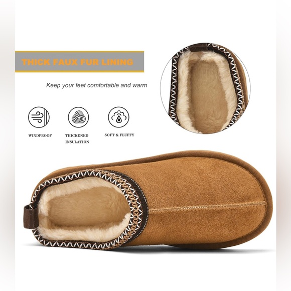 Genuine Suede Faux Fur Lined Slip-On Slippers - Size 7.5 indoor or outdoor use - Picture 5 of 5
